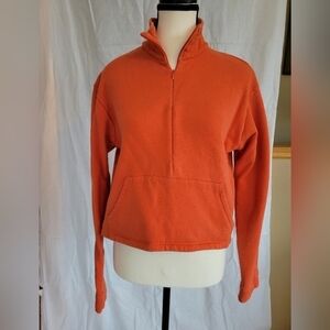 B The Label orange half zip crop pullover S